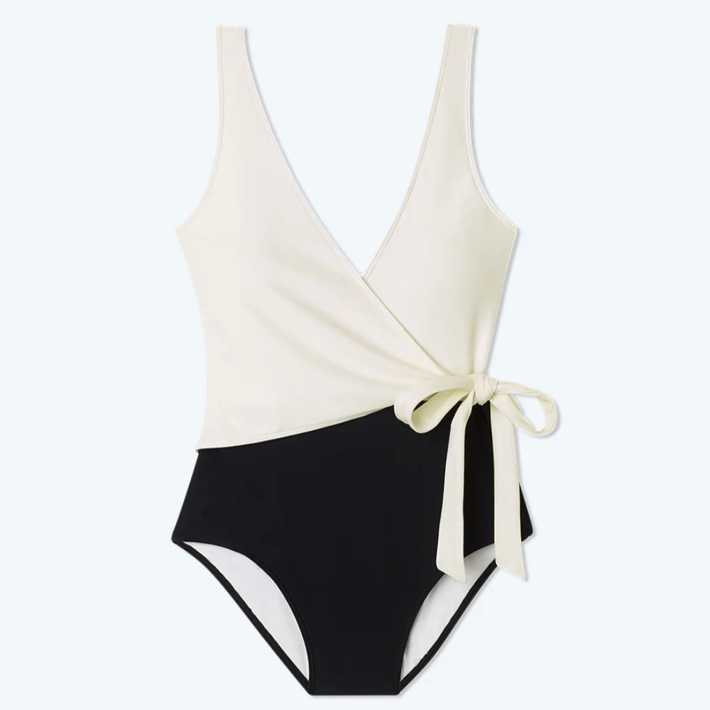 Summersalt The Perfect Wrap Swimsuit - Cream and Black